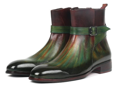 Paul Parkman Men's Jodhpur Boots Green and Bordeaux (957FRS84)