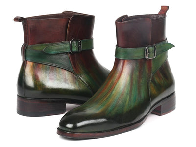 Paul Parkman Men's Jodhpur Boots Green and Bordeaux (957FRS84)