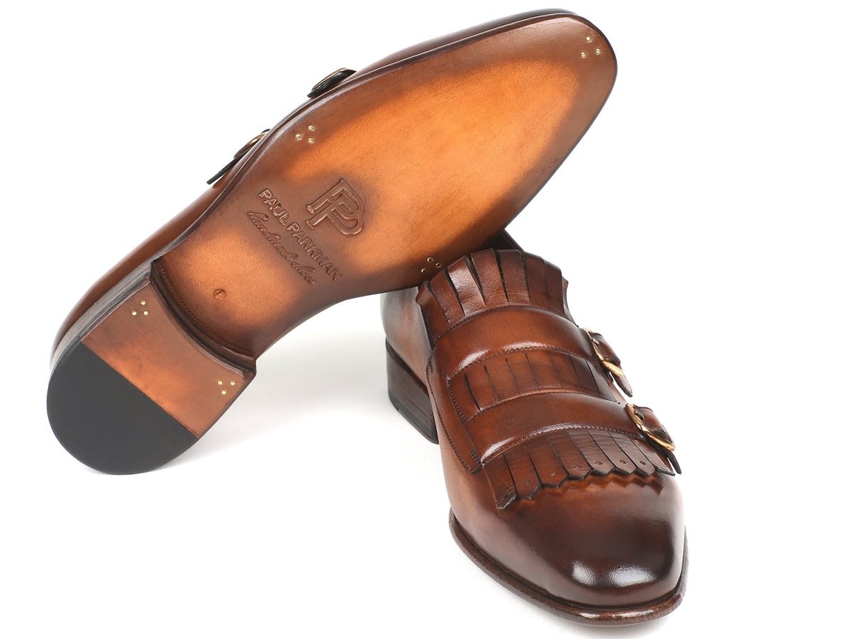 Paul Parkman Men's Kiltie Double Monkstraps in Brown