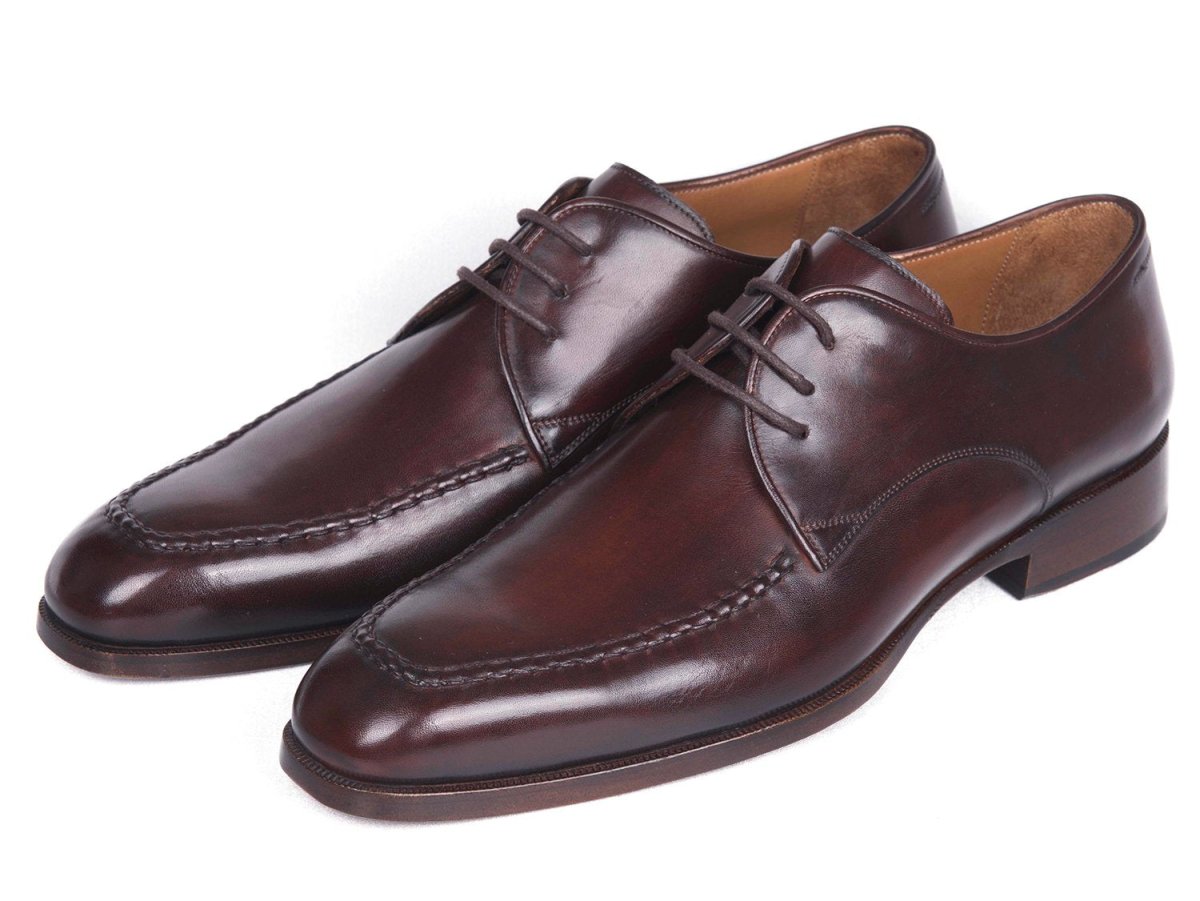 Paul Parkman Men's Leather Apron Derby Shoes in Brown and Bordeaux