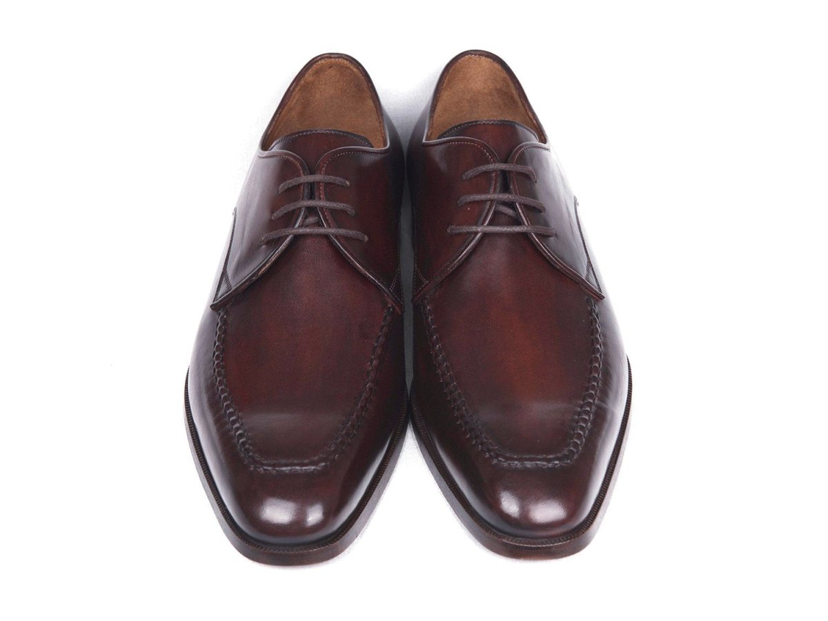 Paul Parkman Men's Leather Apron Derby Shoes in Brown and Bordeaux