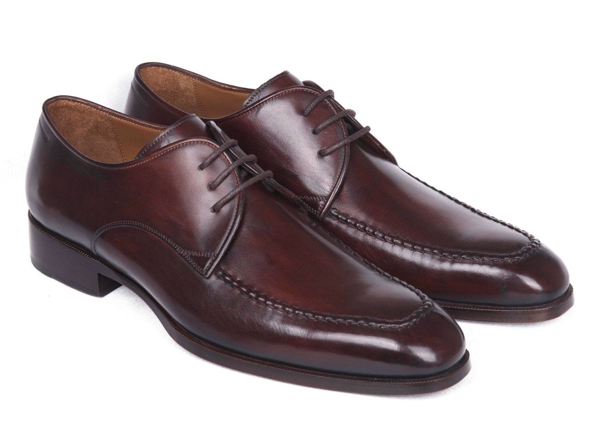Paul Parkman Men's Leather Apron Derby Shoes in Brown and Bordeaux