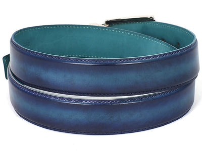 Paul Parkman Men's Leather Belt Dual Tone Blue and Turquoise (IDB01 - BLU - TRQ)