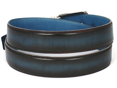 Paul Parkman Men's Leather Belt Dual Tone Brown and Blue (IDB01 - BRW - BLU)