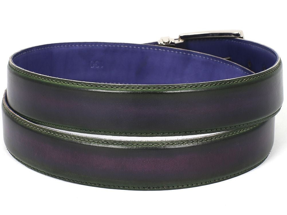 Paul Parkman Men's Leather Belt Dual Tone Green and Purple (IDB01 - GRN - RP)