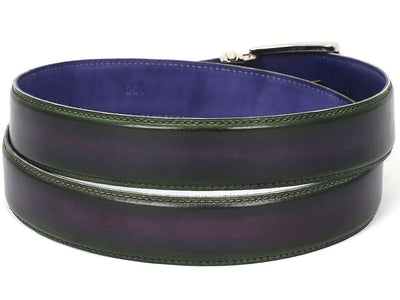 Paul Parkman Men's Leather Belt Dual Tone Green and Purple (IDB01 - GRN - RP)