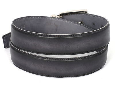 Paul Parkman Men's Leather Belt Dual Tone Hand - Painted Gray and Black (IDB01 - GRY - BLK)