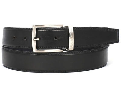 Paul Parkman Men's Leather Belt Hand - Painted Black (IDB01 - BLK)