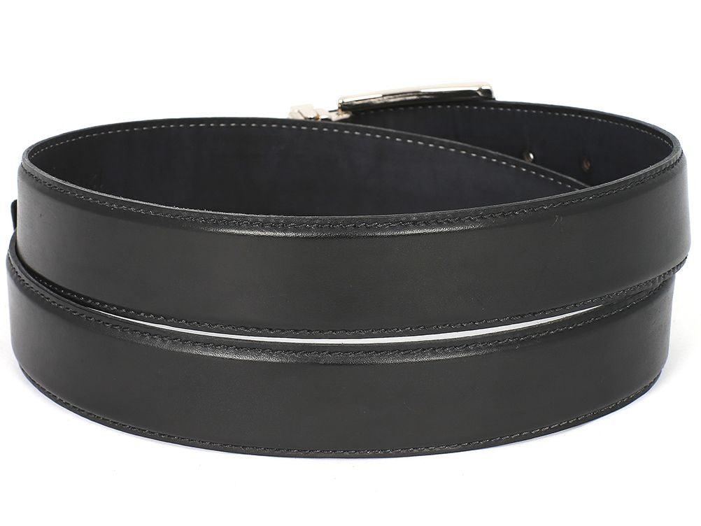 Paul Parkman Men's Leather Belt Hand - Painted Black (IDB01 - BLK)