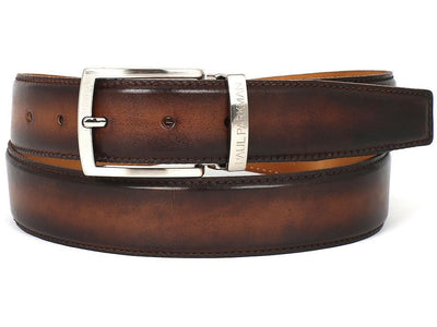 Paul Parkman Men's Leather Belt Hand - Painted Brown and Camel (IDB01 - BRWCML)
