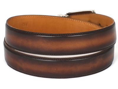 Paul Parkman Men's Leather Belt Hand - Painted Brown and Camel (IDB01 - BRWCML)