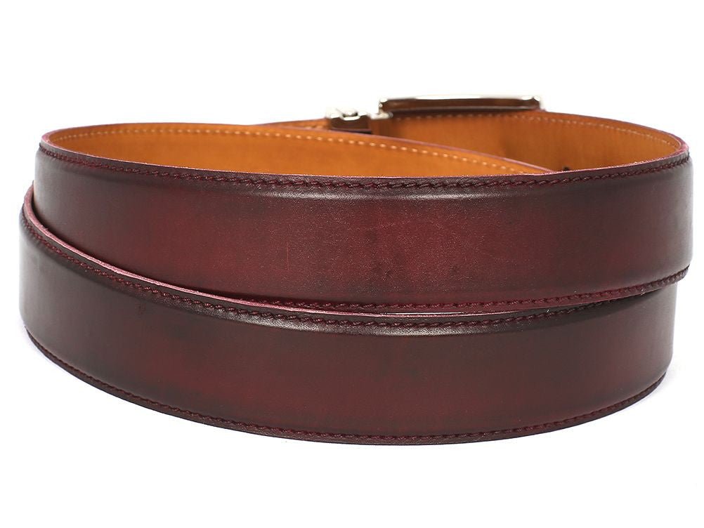 Paul Parkman Men's Leather Belt Hand - Painted Dark Bordeaux (IDB01 - DARK - BRD)