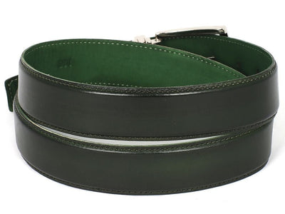 Paul Parkman Men's Leather Belt Hand - Painted Dark Green (IDB01 - DARK - GRN)