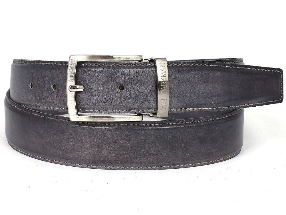 Paul Parkman Men's Leather Belt Hand - Painted Gray (IDB01 - GRAY)