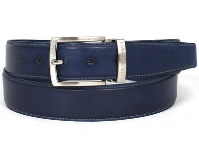 Paul Parkman Men's Leather Belt Hand - Painted Navy (IDB01 - NVY)