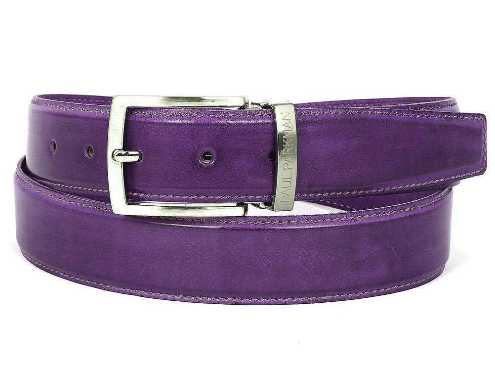 Paul Parkman Men's Leather Belt Hand - Painted Purple (IDB01 - RP)