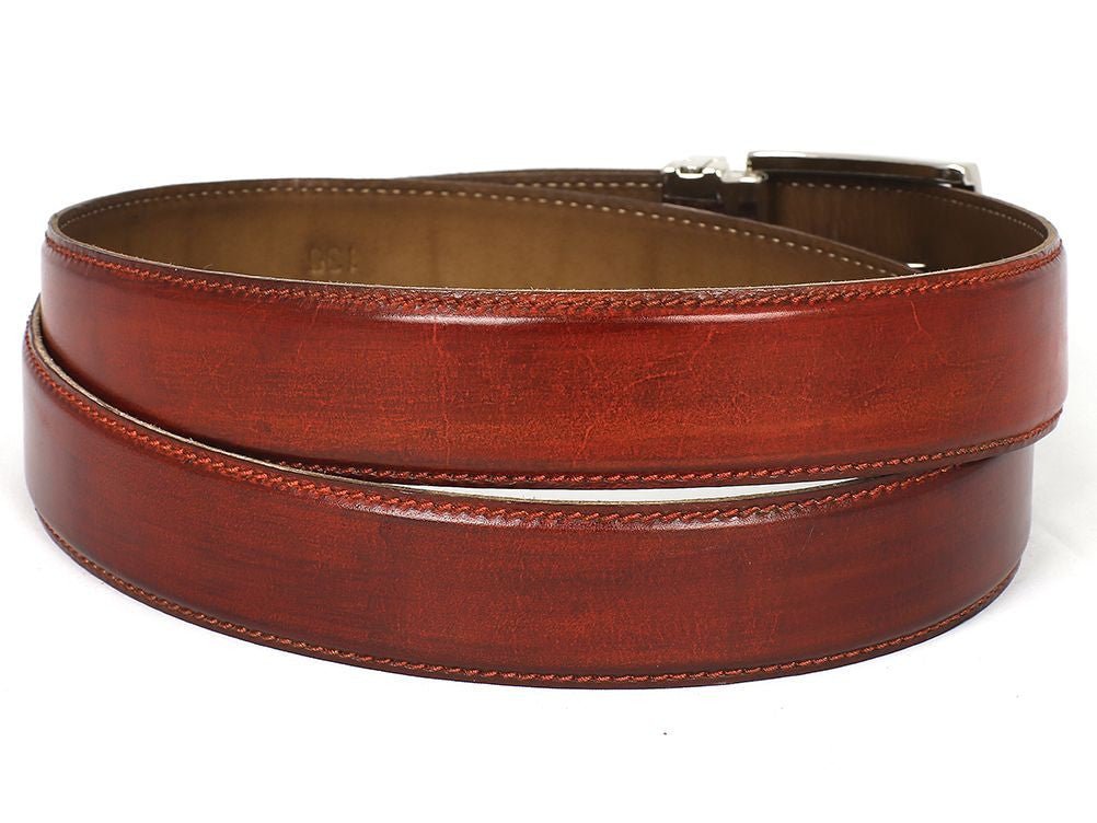Paul Parkman Men's Leather Belt Hand - Painted Reddish Brown (IDB01 - RDH)