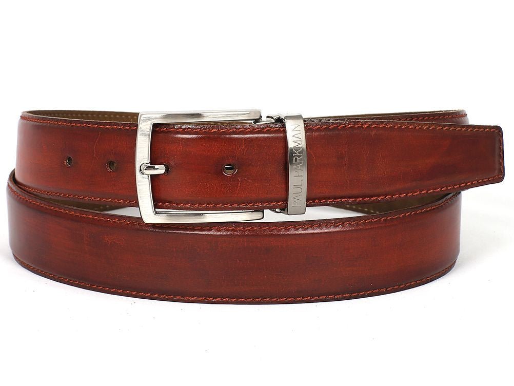 Paul Parkman Men's Leather Belt Hand - Painted Reddish Brown (IDB01 - RDH)