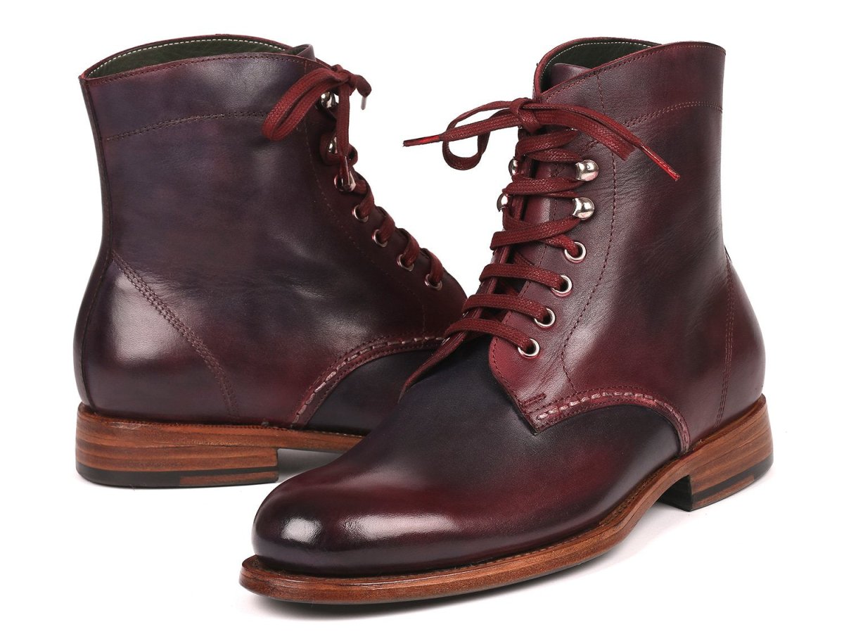 Paul Parkman Men's Leather Boots Bordeaux and Navy (824BRD65)