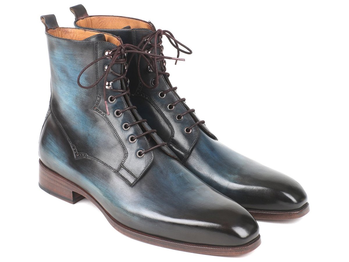 Paul Parkman Men's Leather Boots in Blue and Brown