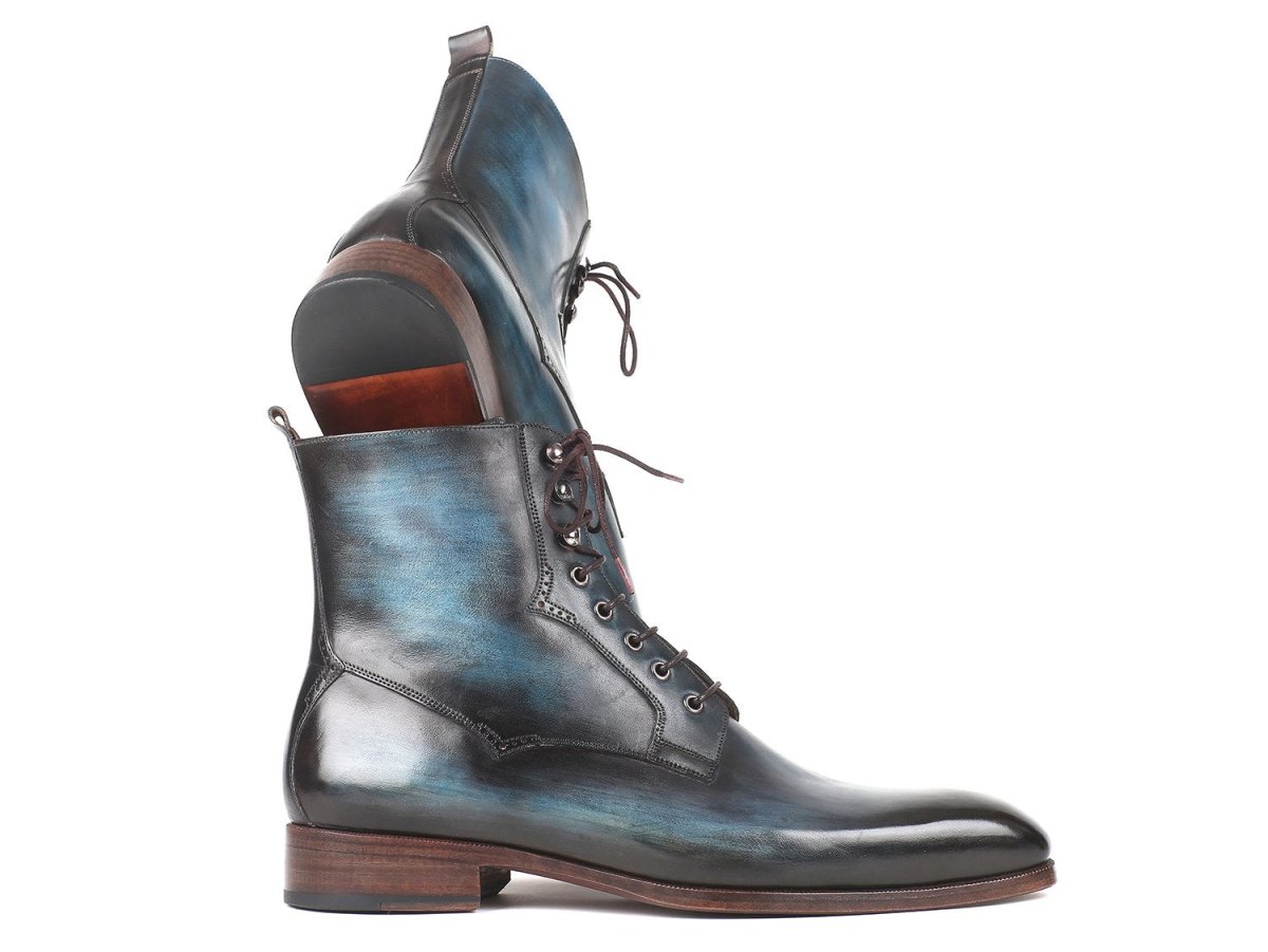 Paul Parkman Men's Leather Boots in Blue and Brown