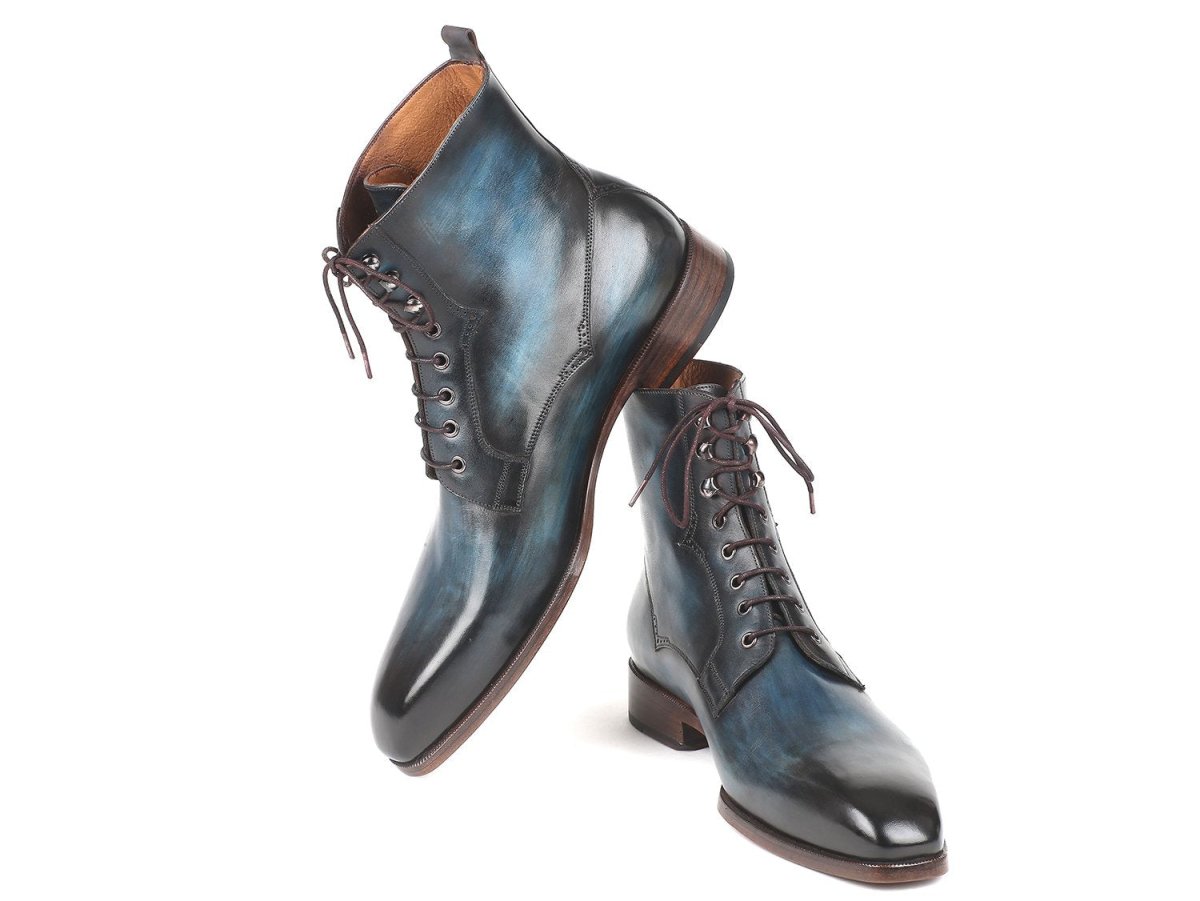 Paul Parkman Men's Leather Boots in Blue and Brown
