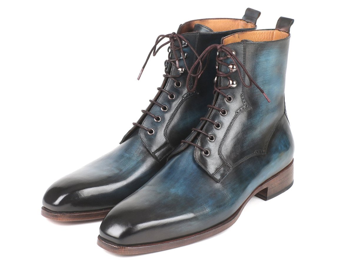 Paul Parkman Men's Leather Boots in Blue and Brown