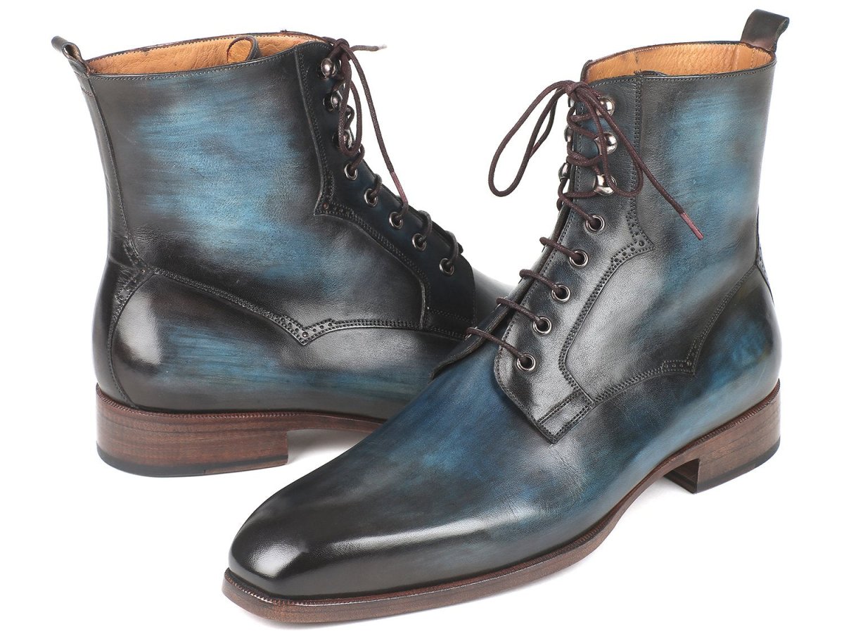 Paul Parkman Men's Leather Boots in Blue and Brown