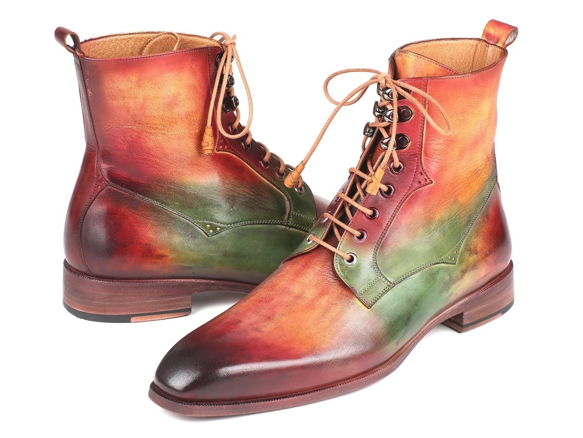 Paul Parkman Men's Leather Boots in Green, Camel and Bordeaux
