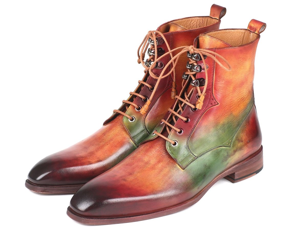 Paul Parkman Men's Leather Boots in Green, Camel and Bordeaux