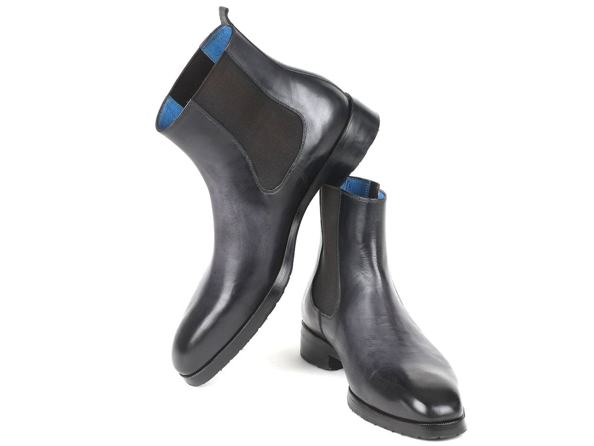Paul Parkman Men's Leather Chelsea Boots in Black and Gray