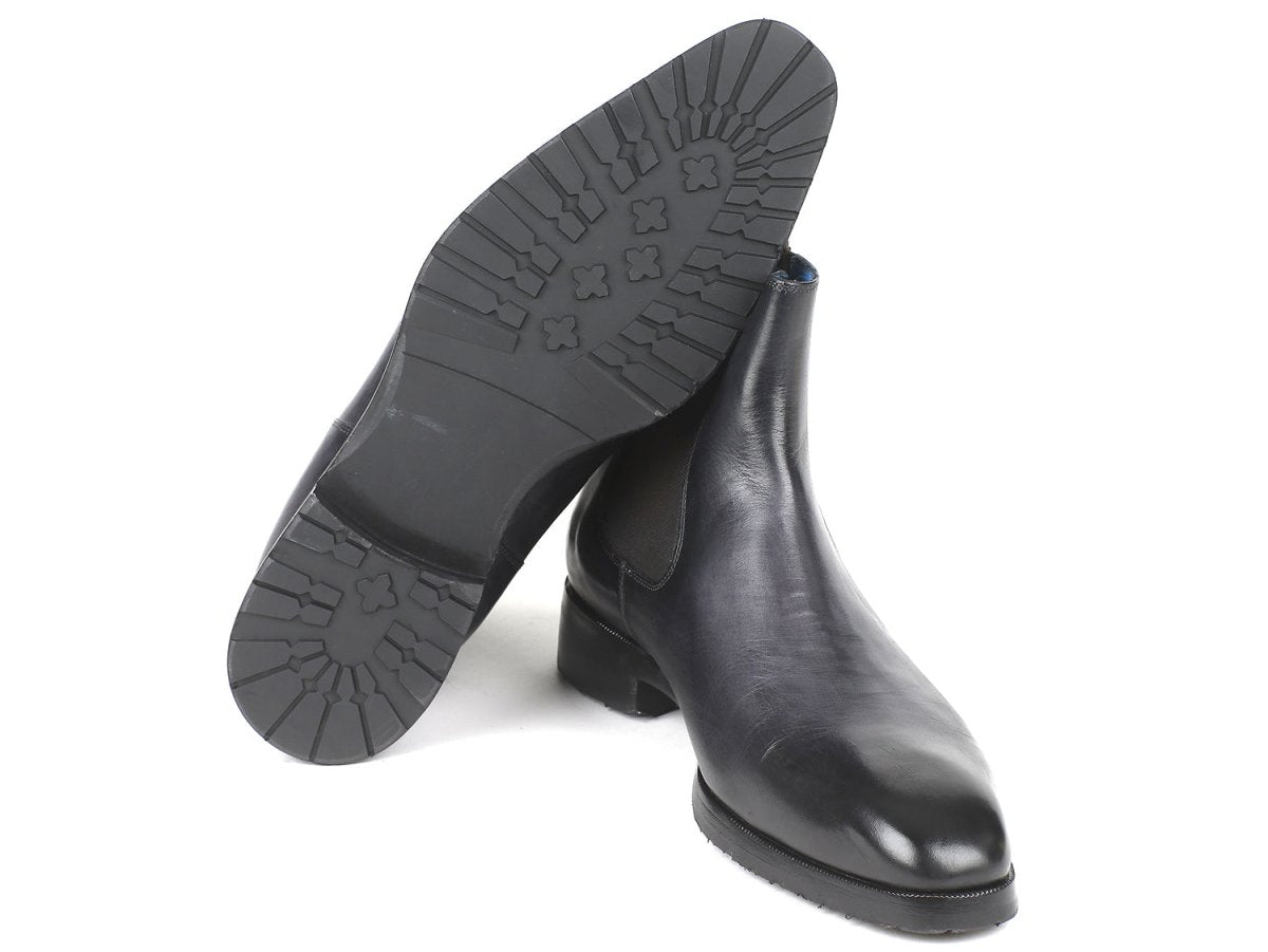 Paul Parkman Men's Leather Chelsea Boots in Black and Gray