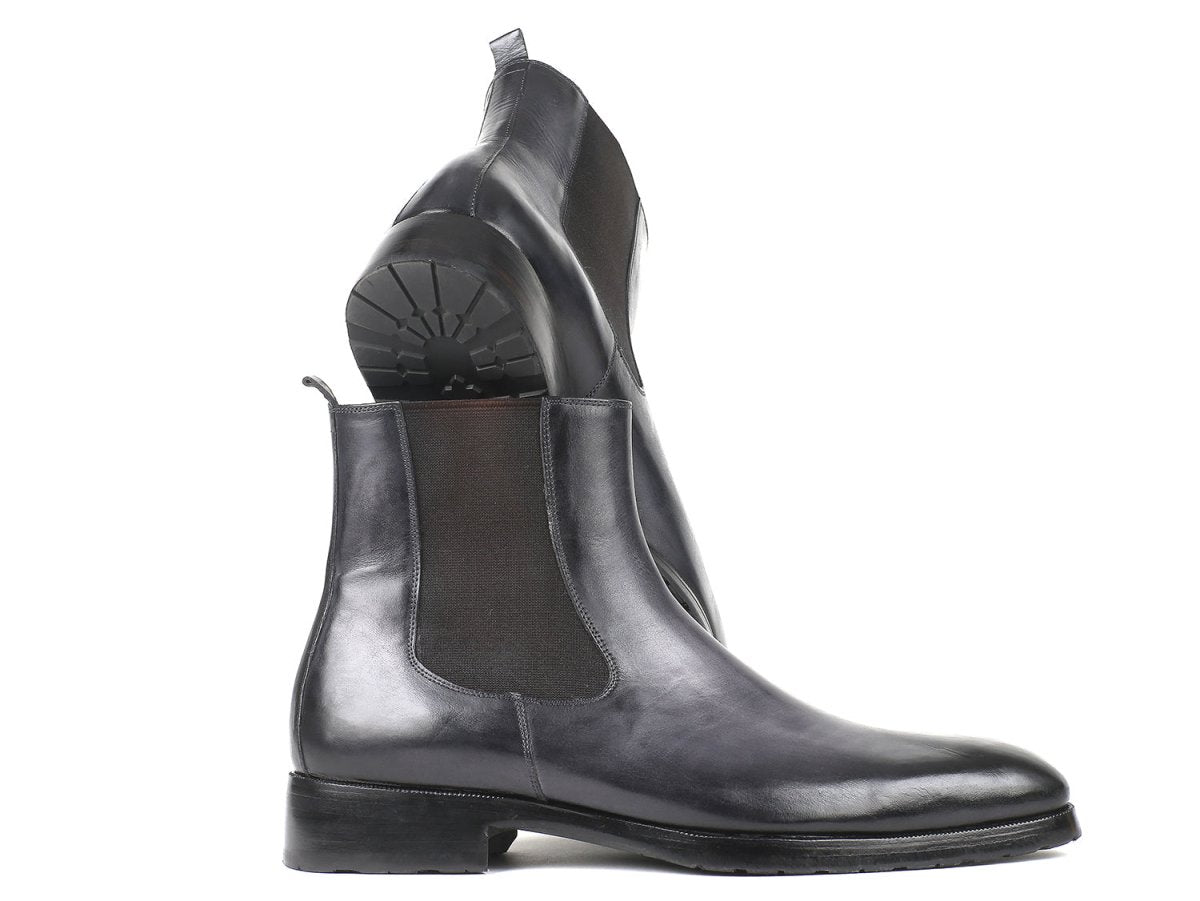Paul Parkman Men's Leather Chelsea Boots in Black and Gray