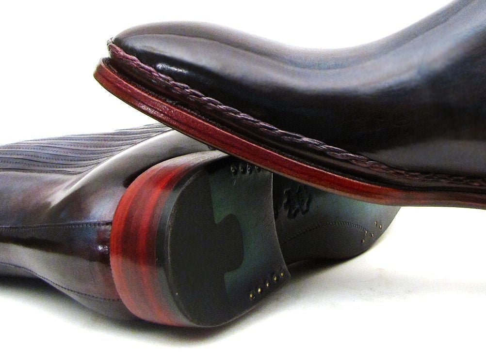 Paul Parkman Men's Leather Chelsea Boots in Navy and Bordeaux