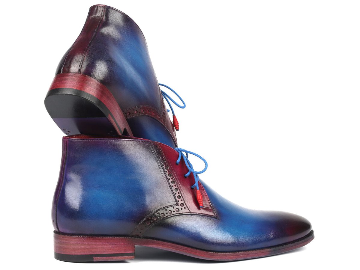 Paul Parkman Men's Leather Chukka Boots in Blue and Purple