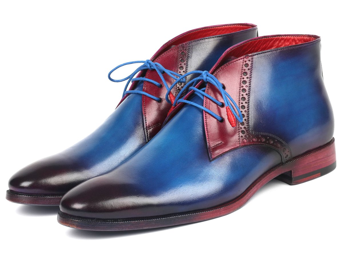 Paul Parkman Men's Leather Chukka Boots in Blue and Purple