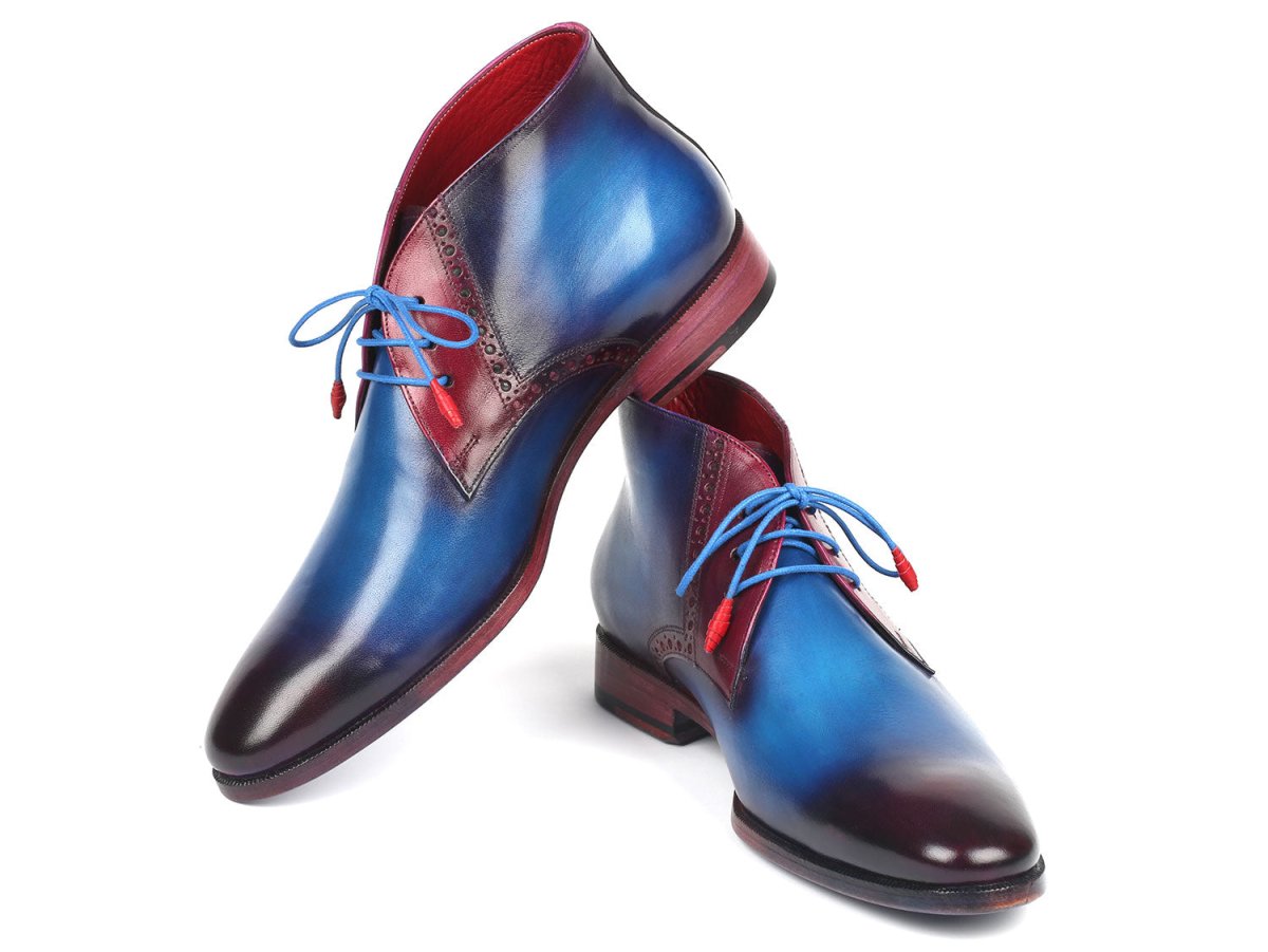 Paul Parkman Men's Leather Chukka Boots in Blue and Purple