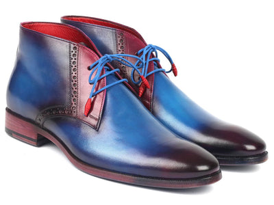 Paul Parkman Men's Leather Chukka Boots in Blue and Purple