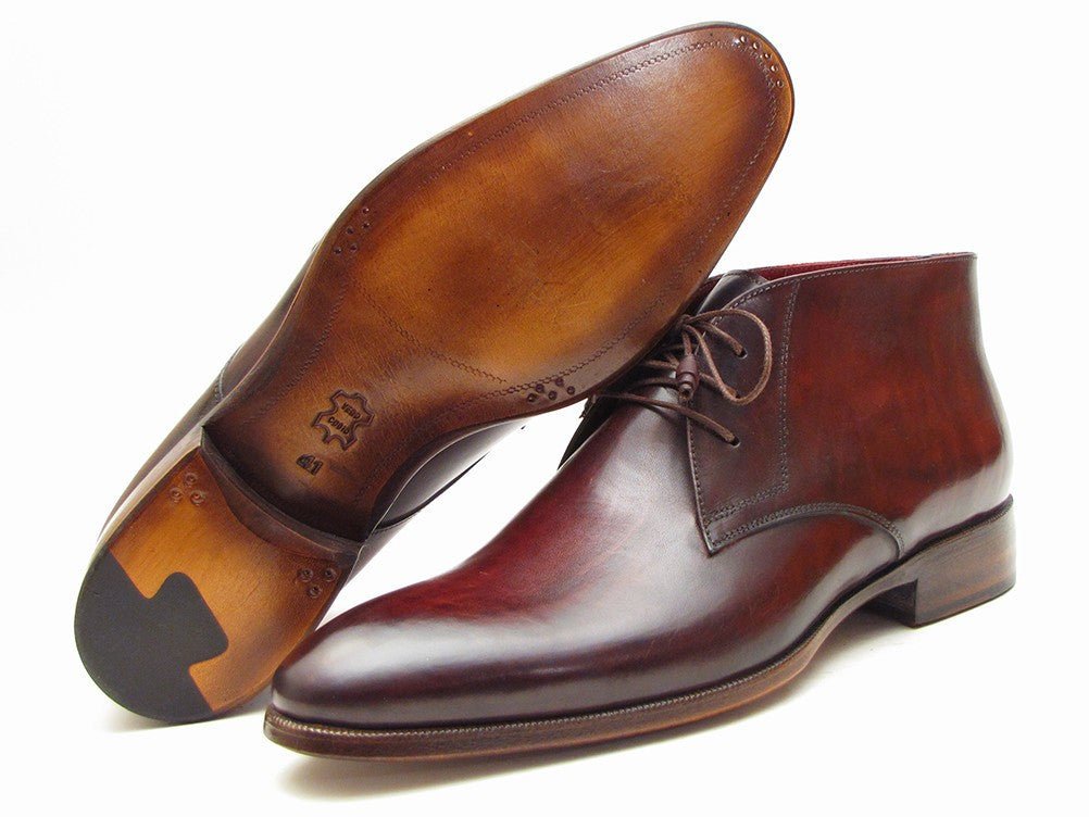 Paul Parkman Men's Leather Chukka Boots in Brown and Bordeaux