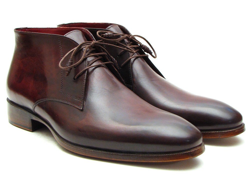 Paul Parkman Men's Leather Chukka Boots in Brown and Bordeaux