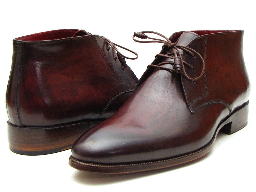 Paul Parkman Men's Leather Chukka Boots in Brown and Bordeaux
