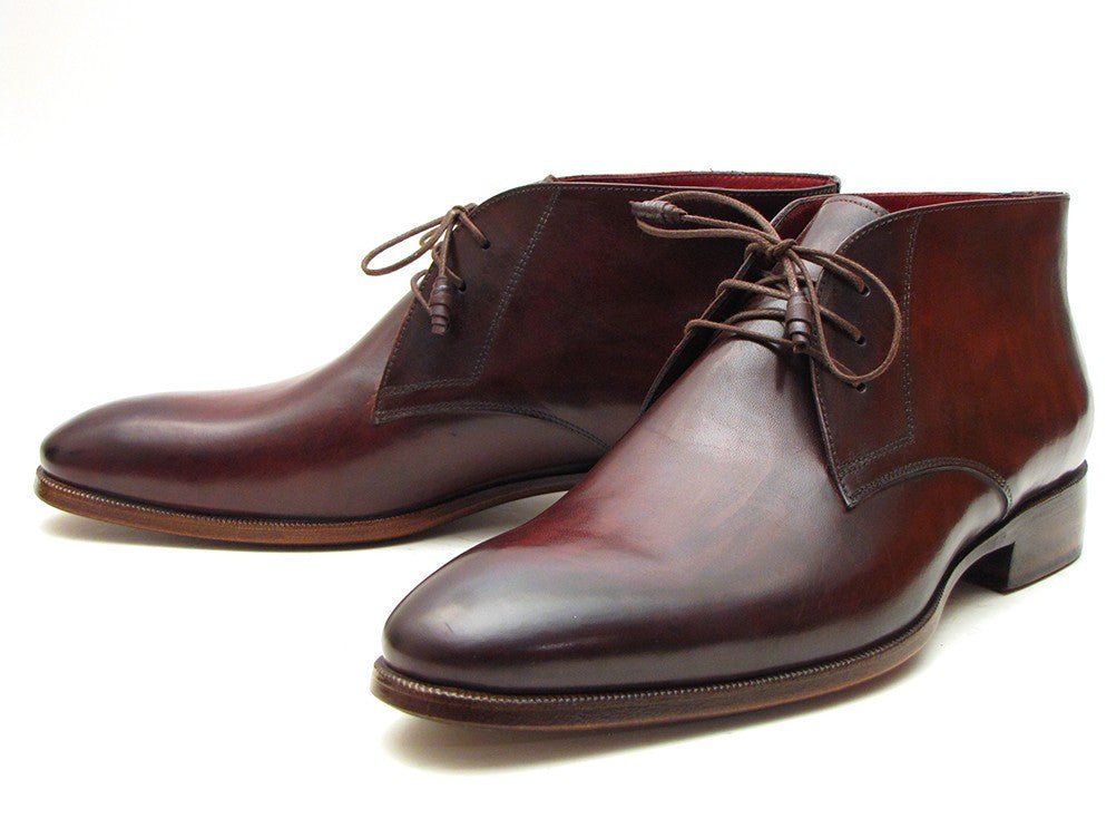 Paul Parkman Men's Leather Chukka Boots in Brown and Bordeaux