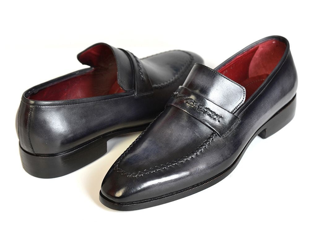 Paul Parkman Men's Leather Loafers in Gray and Black