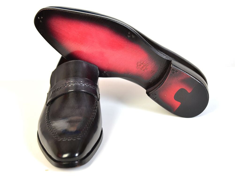 Paul Parkman Men's Leather Loafers in Gray and Black