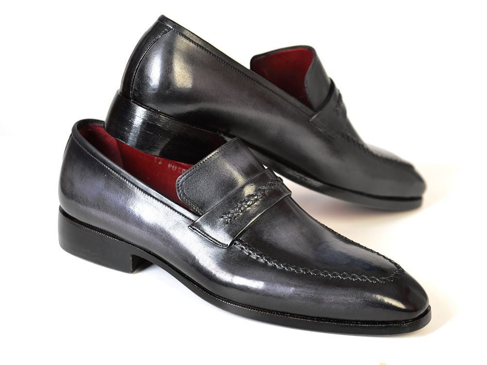 Paul Parkman Men's Leather Loafers in Gray and Black