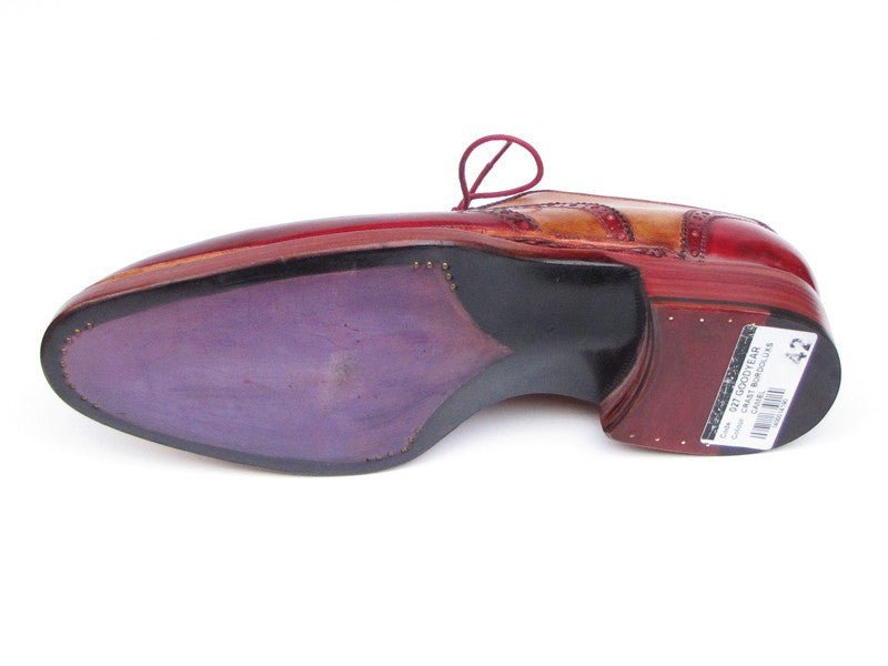 Paul Parkman Men's Leather Wingtip Brogues in Camel and Bordeaux