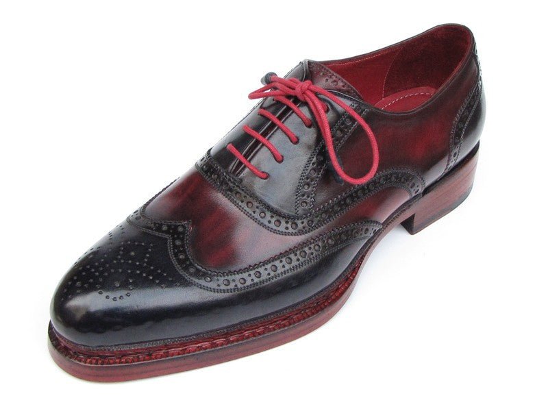 Paul Parkman Men's Leather Wingtip Brogues in Navy and Red