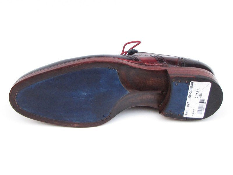 Paul Parkman Men's Leather Wingtip Brogues in Navy and Red
