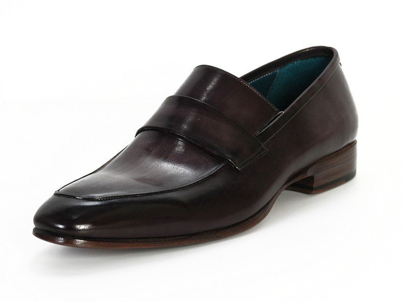 Paul Parkman Men's Loafer Black and Gray Hand - Painted Leather Upper with Leather Sole (ID093 - GRAY)