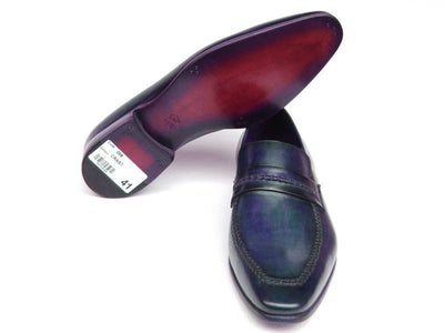 Paul Parkman Men's Loafer Shoes Navy Leather Upper and Leather Sole (ID068 - BLU)